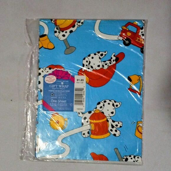 Vintage American Greetings Fireman Dalmatian Gift Wrap Sheets-FW1118F-NEW - Picture 2 of 10